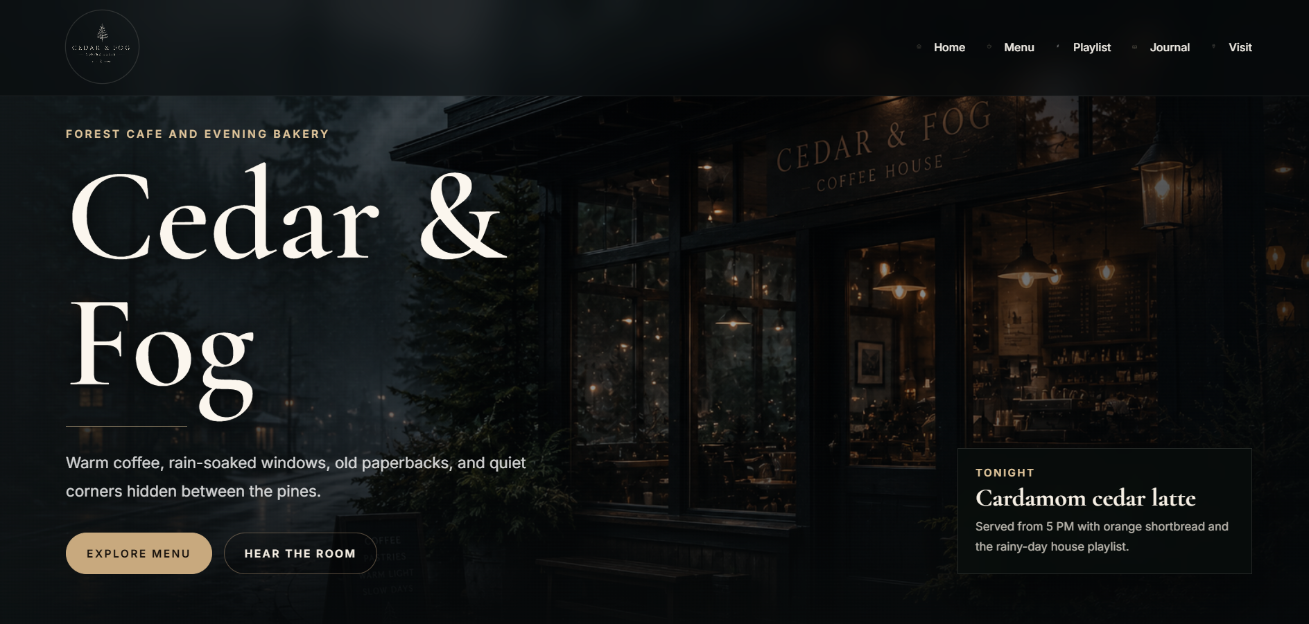 Cedar and Fog website preview